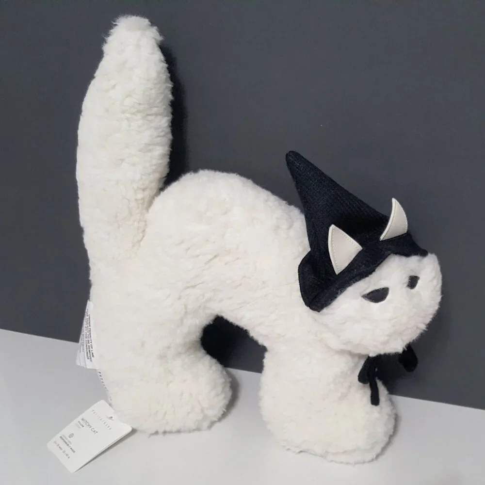 NEW RARE Pottery Barn Halloween Witchy Cat Shaped Pillow 13